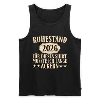 Ruhestand 2026 – Für dieses Shirt lange geackert - Männer Premium Bio Tank Top - Schwarz - Vorne - AI Model Male 178 light (178cm)