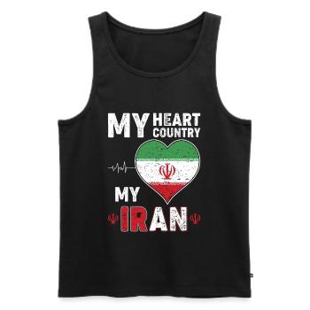 Heart for Iran Flag Heart - Men's Premium Organic Tank Top - black - Front - AI Model Male 178 light (178cm)