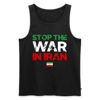 Arrêter la guerre d’Iran - Paix iranienne - Débardeur bio Premium Homme - noir - Devant - AI Model Male 178 light (178cm)