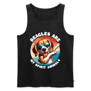 Lustige Beagle Sprüche - Männer Premium Bio Tank Top - Schwarz - Vorne - AI Model Male 178 light (178cm)
