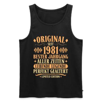 Original 1981 – 45. Geburtstag Legende Vintage - Männer Premium Bio Tank Top - Schwarz - Vorne - Michal (187cm)