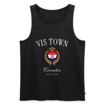 Vis Croatia Coat of Arms Crown – Travel Souvenir - Men's Premium Organic Tank Top - black - Front - AI Model Male 178 light (178cm)