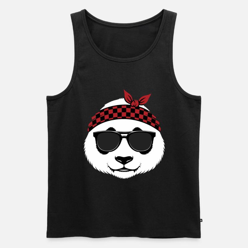 Cooler Panda Bär Sonnenbrille - Männer Premium Bio Tank Top - Schwarz