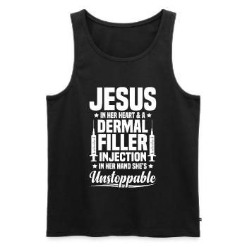 Infirmière esthétique Foi Religion Jésus Botox - Débardeur bio Premium Homme - noir - Devant - Michal (187cm)