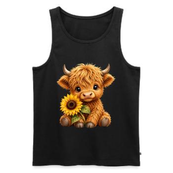 Highland Cow, Highland Cattle, Highland Cow, Sunflower - Men's Premium Organic Tank Top - black - Front - AI Model Male 178 light (178cm)