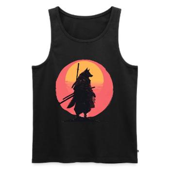 Wolf Sunset Samurai Rider - Men's Premium Organic Tank Top - black - Front - AI Model Male 178 light (178cm)