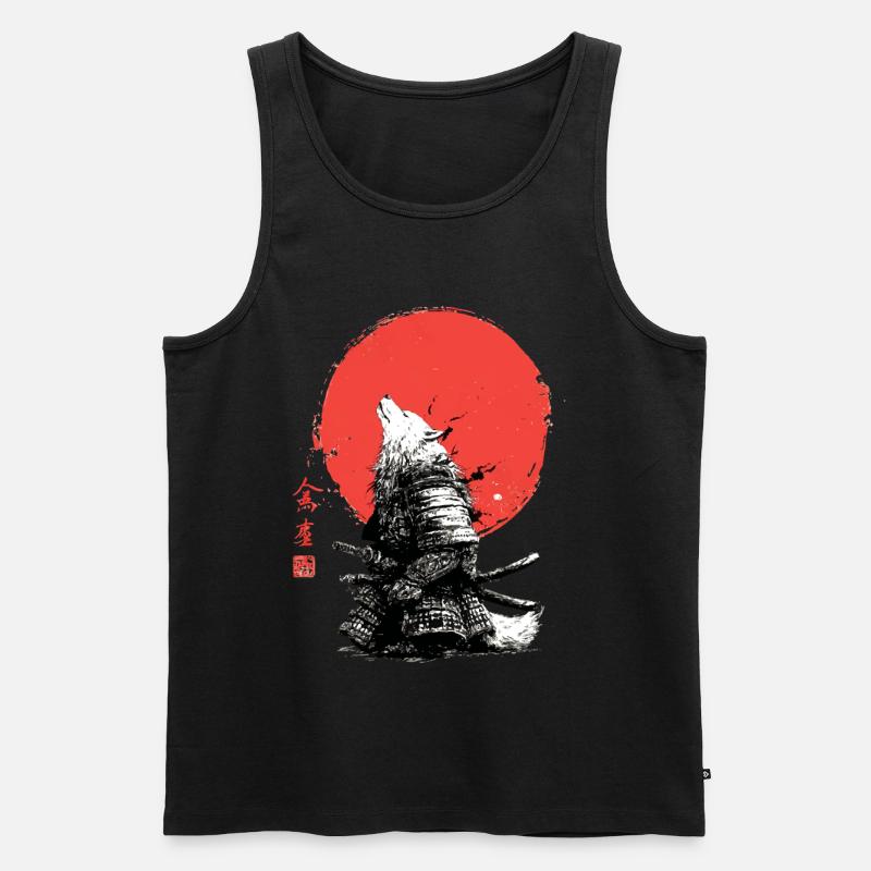 Wolf Samurai under Crimson Sun - Men's Premium Organic Tank Top - black