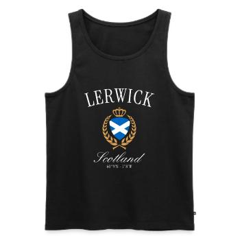 Lerwick Scotland Crest Crown – Travel Souvenir - Men's Premium Organic Tank Top - black - Front - Michal (187cm)
