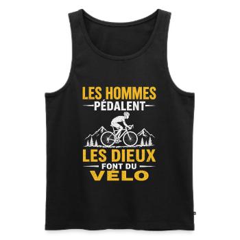 Les Hommes Pédalent Les Dieux Font du Vélo Humour - Débardeur bio Premium Homme - noir - Devant - Michal (187cm)