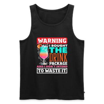 Drink Package Warning Alcohol Cruise - Men's Premium Organic Tank Top - black - Front - AI Model Male 178 light (178cm)