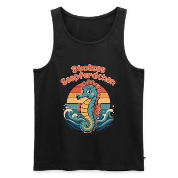 Stolzes Seepferdchen Schwimmen Retro Design - Männer Premium Bio Tank Top - Schwarz - Vorne - Michal (187cm)