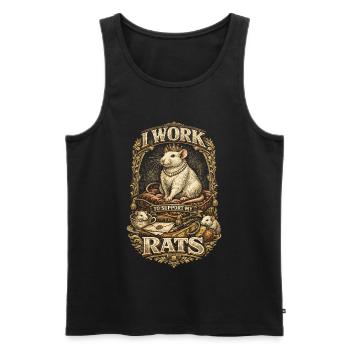 Farbratte Fancy Rat Je travaille pour subvenir aux besoins de mes rats - Débardeur bio Premium Homme - noir - Devant - AI Model Male 178 light (178cm)