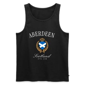 Aberdeen Schottland Wappen Krone – Reise Souvenir - Männer Premium Bio Tank Top - Schwarz - Vorne - AI Model Male 178 light (178cm)