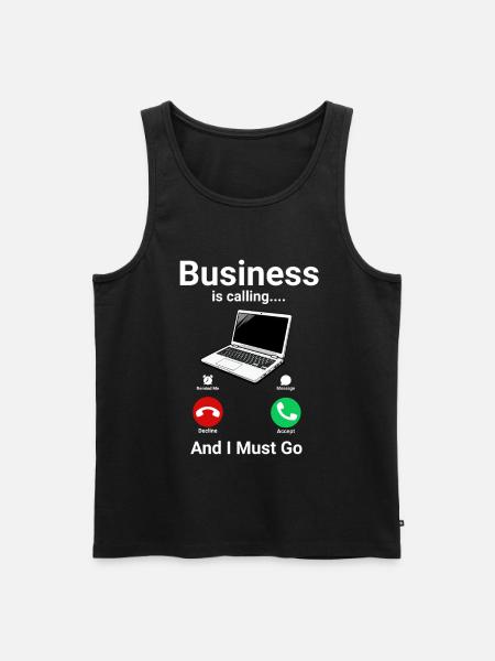 Business Is Calling Laptop Nerd IT Humor - Männer Premium Bio Tank Top - Schwarz