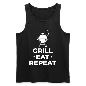 Grill Eat Repeat – The must-have for grill masters - Men's Premium Organic Tank Top - black - Front - AI Model Male 178 light (178cm)