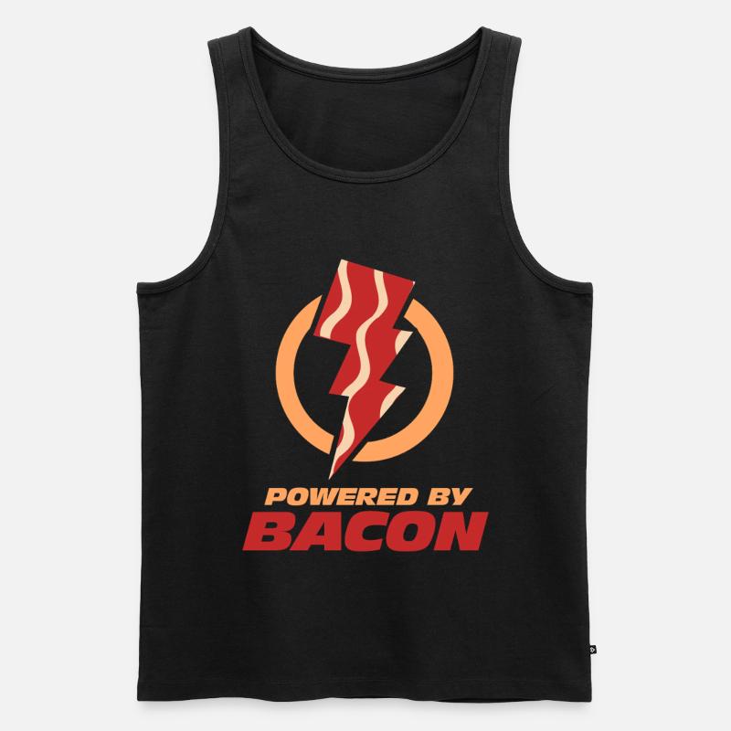 Angetrieben von Bacon Lightning Bolt - Männer Premium Bio Tank Top - Schwarz