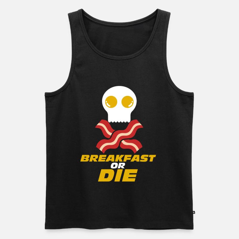 Frühstück oder Totenkopf-Speck-Ei - Männer Premium Bio Tank Top - Schwarz