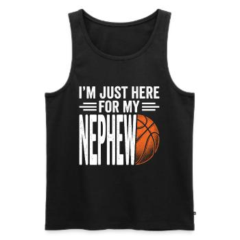 Je suis juste là pour le basket de mon neveu - Débardeur bio Premium Homme - noir - Devant - Michal (187cm)