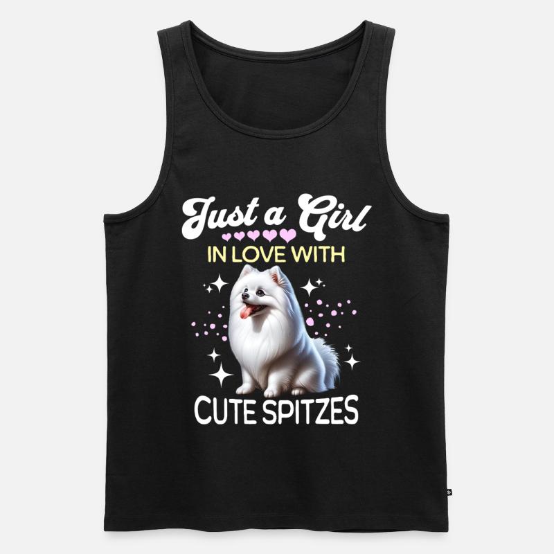 Spitz Zwergspitz Mädchen - Männer Premium Bio Tank Top - Schwarz