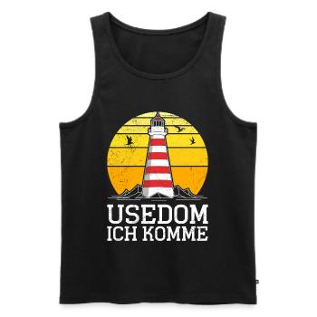 Insel USEDOM ICH KOMM Leuchtturm Retro Lustig - Männer Premium Bio Tank Top - Schwarz - Vorne - Michal (187cm)