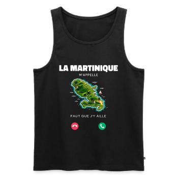La Martinique M’appelle Faut Que J’y Aille Humour - Débardeur bio Premium Homme - noir - Devant - Michal (187cm)