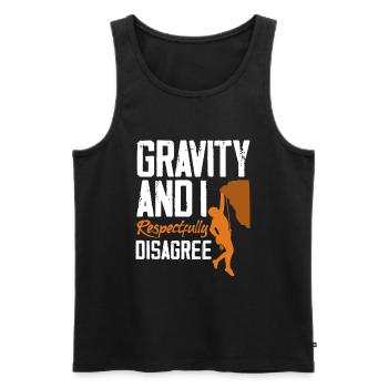 Gravity Disagree Climbing Physics Saying - Men's Premium Organic Tank Top - black - Front - AI Model Male 178 light (178cm)