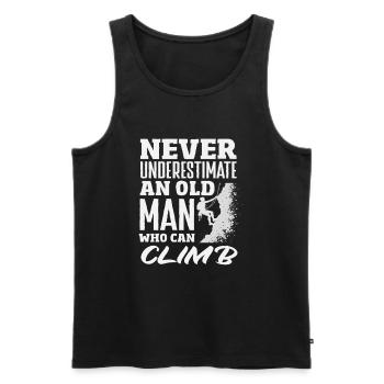 Never underestimate an old man climbing - Men's Premium Organic Tank Top - black - Front - AI Model Male 178 light (178cm)