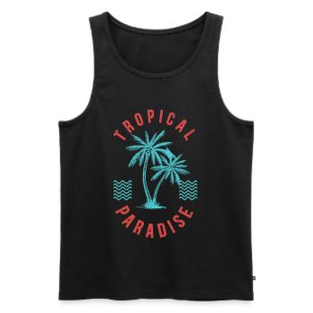 Insigne Retro Palm Tropical Paradise - Débardeur bio Premium Homme - noir - Devant - AI Model Male 178 light (178cm)