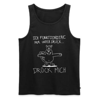 Ich funktioniere nur unter Druck – Büro Humor - Männer Premium Bio Tank Top - Schwarz - Vorne - Michal (187cm)