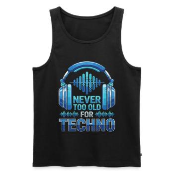 Jamais trop vieux pour la musique techno DJ - Débardeur bio Premium Homme - noir - Devant - Michal (187cm)