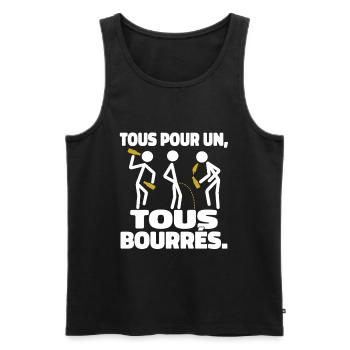 Tous Pour Un Tous Bourrés Humour Apéro - Débardeur bio Premium Homme - noir - Devant - Michal (187cm)