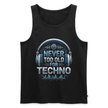 Jamais trop vieux pour la musique techno DJ - Débardeur bio Premium Homme - noir - Devant - Michal (187cm)