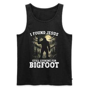 J’ai trouvé Jésus toujours en train de chercher Bigfoot - Débardeur bio Premium Homme - noir - Devant - Michal (187cm)