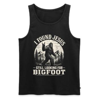 J’ai trouvé Jésus toujours en train de chercher Bigfoot - Débardeur bio Premium Homme - noir - Devant - Michal (187cm)