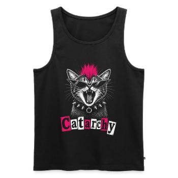 Catarchy Funny Punk Cat Girl Women - Men's Premium Organic Tank Top - black - Front - Michal (187cm)