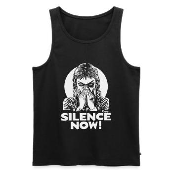 Silence Now : Rébellion silencieuse - Débardeur bio Premium Homme - noir - Devant - AI Model Male 178 light (178cm)