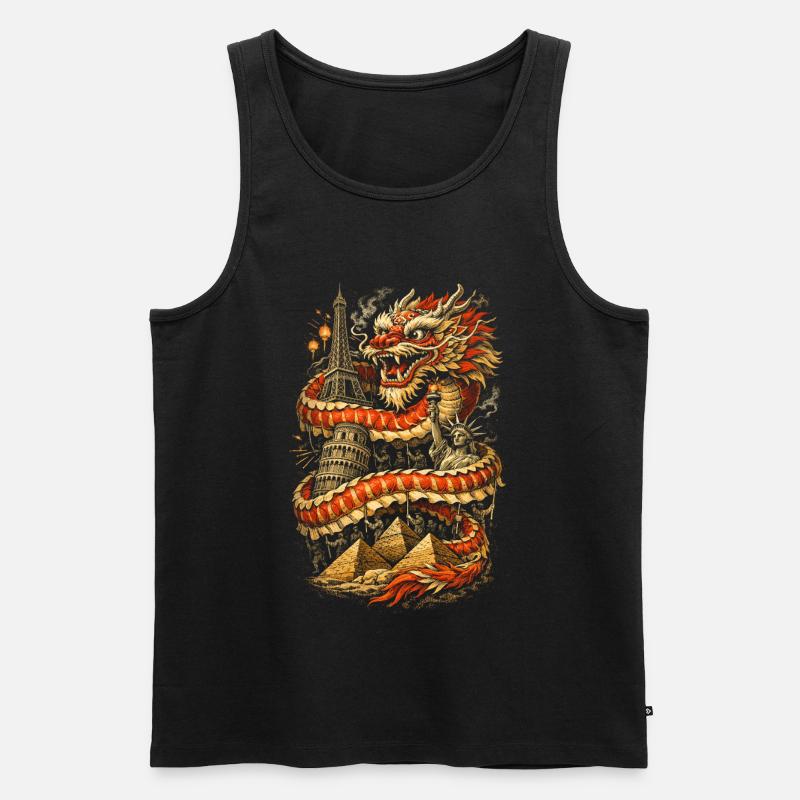 Dragon Dance Drachentanz - Männer Premium Bio Tank Top - Schwarz
