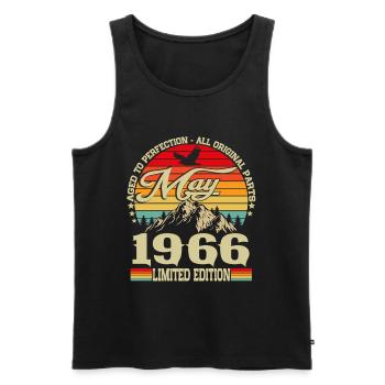 Vintage mai 1966 Vintage Rétro Anniversaire - Débardeur bio Premium Homme - noir - Devant - Michal (187cm)