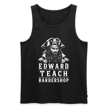 Edward Teach Barbershop Pirate Barber Vintage - Men's Premium Organic Tank Top - black - Front - AI Model Male 178 light (178cm)