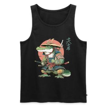 Alligator samouraï en armure Sunset - Débardeur bio Premium Homme - noir - Devant - Michal (187cm)
