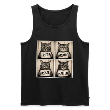 Katzenquartett: Freude Frieden Halten - Männer Premium Bio Tank Top - Schwarz - Vorne - AI Model Male 178 light (178cm)