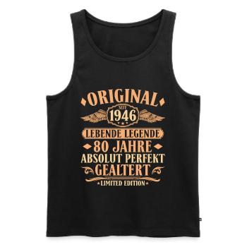 Cadeau original de 80e anniversaire vintage 1946 - Débardeur bio Premium Homme - noir - Devant - Michal (187cm)