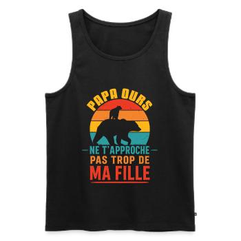 Papa Ours Ne T’Approche Pas De Ma Fille - Männer Premium Bio Tank Top - Schwarz - Vorne - AI Model Male 178 light (178cm)