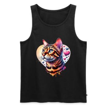 Bengalkatze - Männer Premium Bio Tank Top - Schwarz - Vorne - AI Model Male 178 light (178cm)