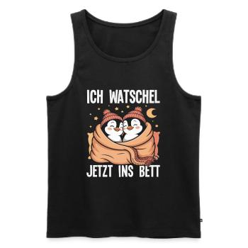 Ich watschel jetzt ins Bett Pinguin - Männer Premium Bio Tank Top - Schwarz - Vorne - Michal (187cm)