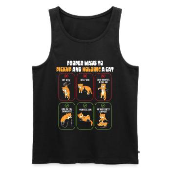 Funny Cat Owner Proper Ways To Hold Kitten - Men's Premium Organic Tank Top - black - Front - Michal (187cm)