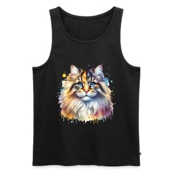 Norwegische Waldkatze Motiv - Männer Premium Bio Tank Top - Schwarz - Vorne - AI Model Male 178 light (178cm)