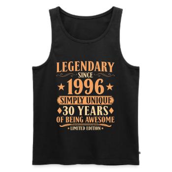 Légendaire depuis 1996 - Millésime du 30e anniversaire - Débardeur bio Premium Homme - noir - Devant - Michal (187cm)