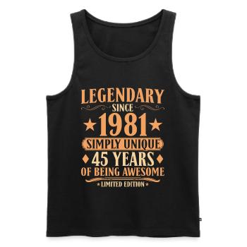 Légendaire depuis 1981 - 45e anniversaire - Débardeur bio Premium Homme - noir - Devant - Michal (187cm)
