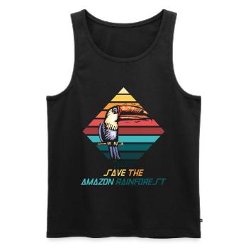 Sava – Save the rainforest - Men's Premium Organic Tank Top - black - Front - AI Model Male 178 light (178cm)
